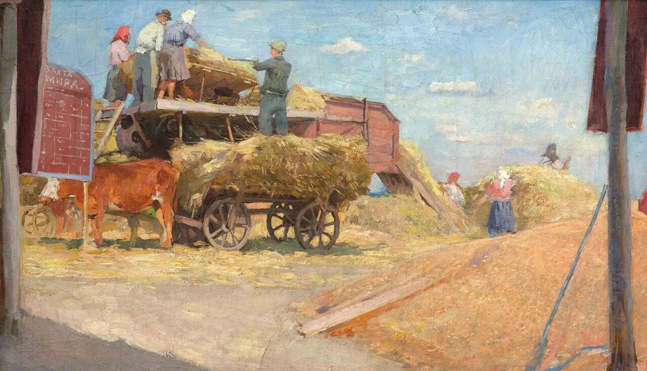 Колхозный колхоз. Пластов аркадий колхоз. 1949. аркадий пластов картина сбор картофеля. живопись ссср страда полевая. соцреализм сбор урожая.