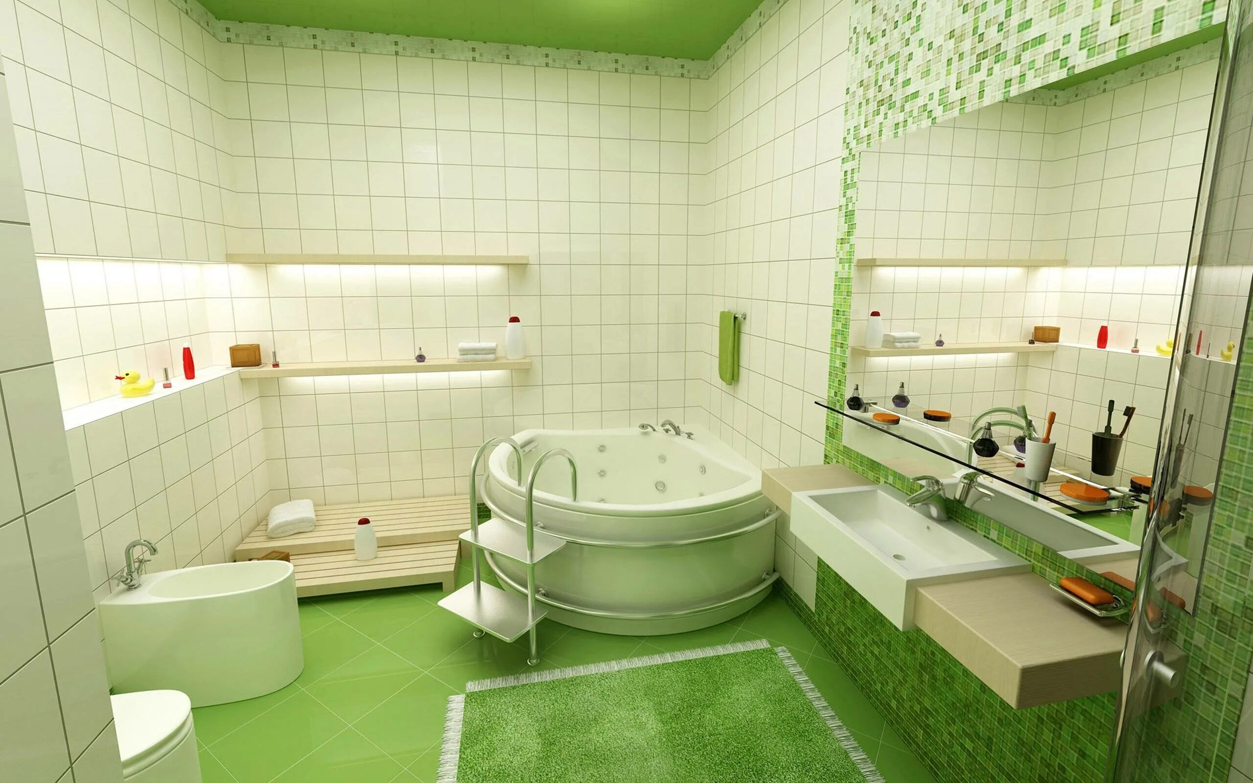 Ванная комната. Интерьер ванной. Ванная в зеленых тонах. Плитка для ванной комнаты. Ремонт новой ванны