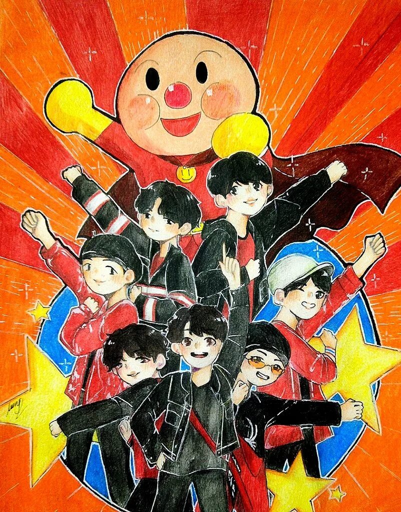 Bts anpanman. Анпанман БТС. Anpanman BTS обложка. БТС герои Анпанман. Анпанман антагонист.