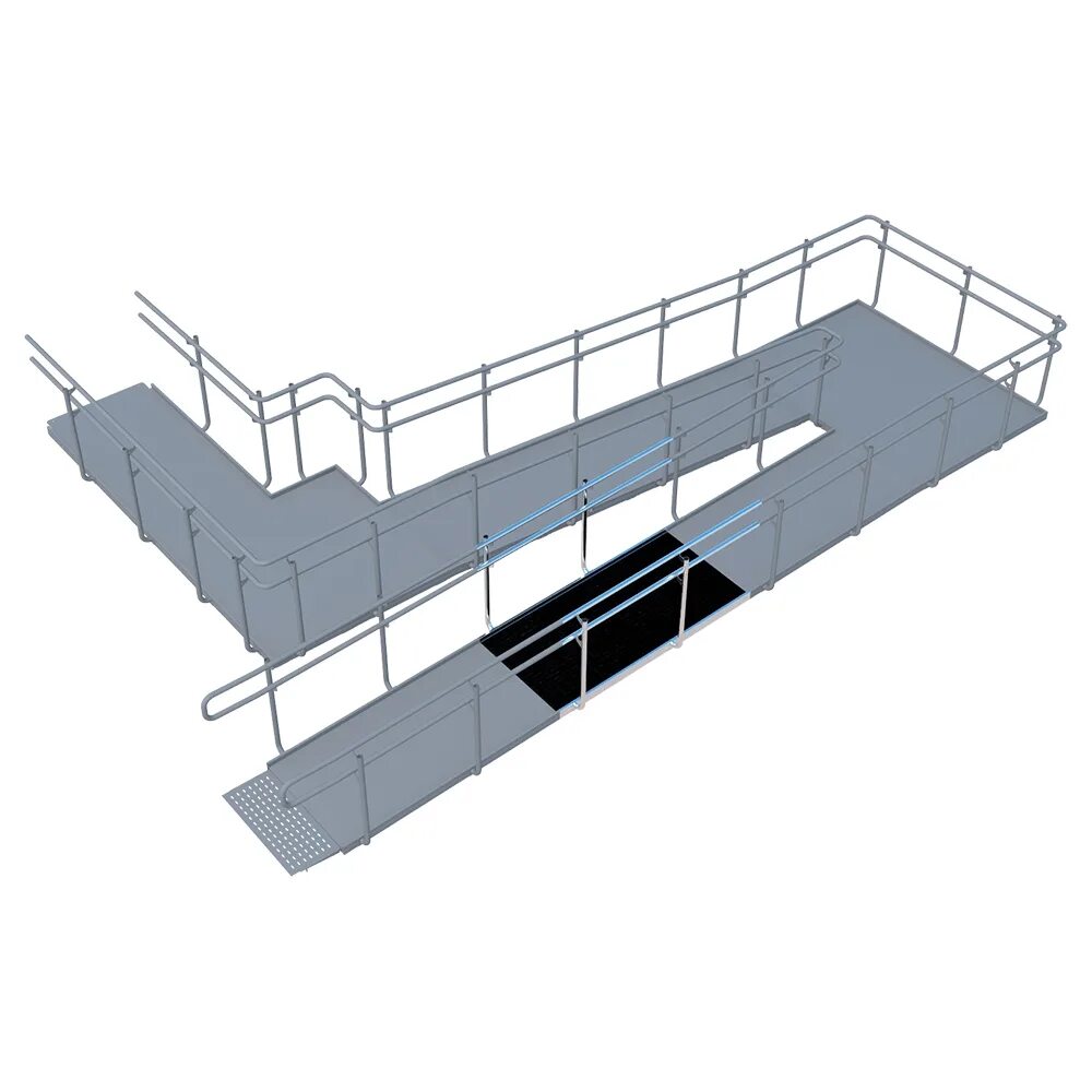 Пандус с разворотной площадкой для инвалидов. Рампа сп. Рампа сп. Ramp картинка. 100 х 800 x 800мм.
