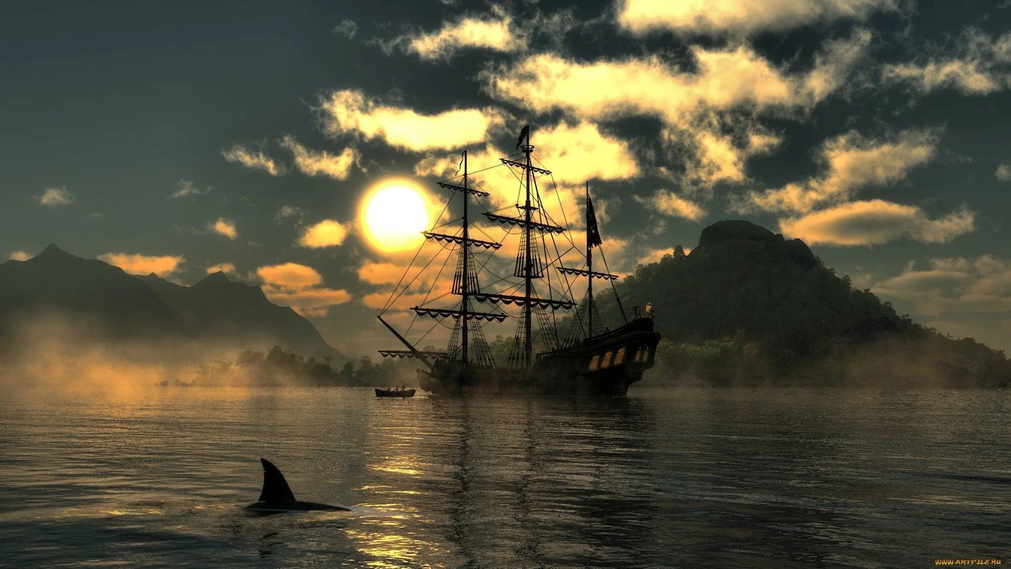 Пиратский корабль в море. Пиратский корабль в море. Корабль пиратов. Пиратский корабль в море. Корабль призрак галеон.