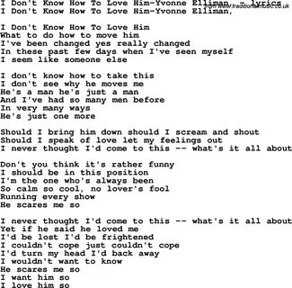 Love Song Lyrics for:I Don't Know How To Love Him-Yvonne Elliman