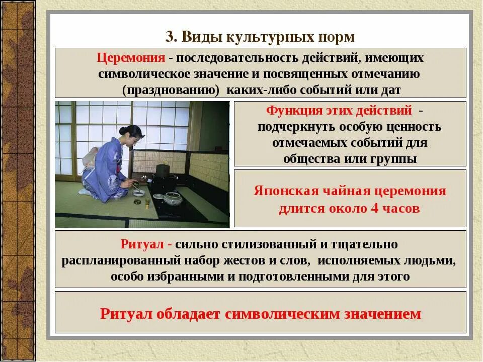 основные виды культурных норм. нормы культуры примеры.