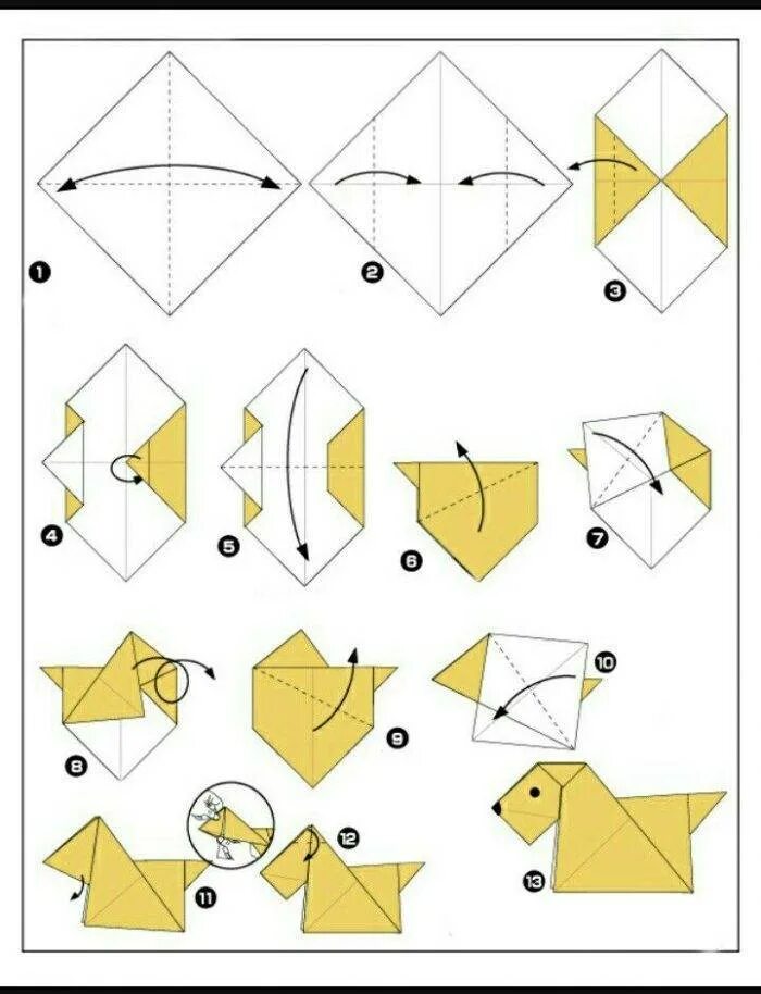 Инструкция как делать оригами из бумаги. Оригами из бумаги собака схема для начинающих. Оригами собачка из бумаги для детей. Собака оригами из бумаги для детей схемы.