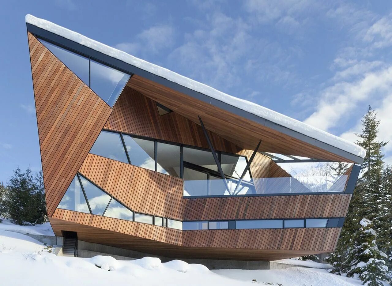 Дом Вистлер Канада. Архитектура Уистлер, Канада. Нестандартный дом. Необычные крыши. Какими могут быть формы домов