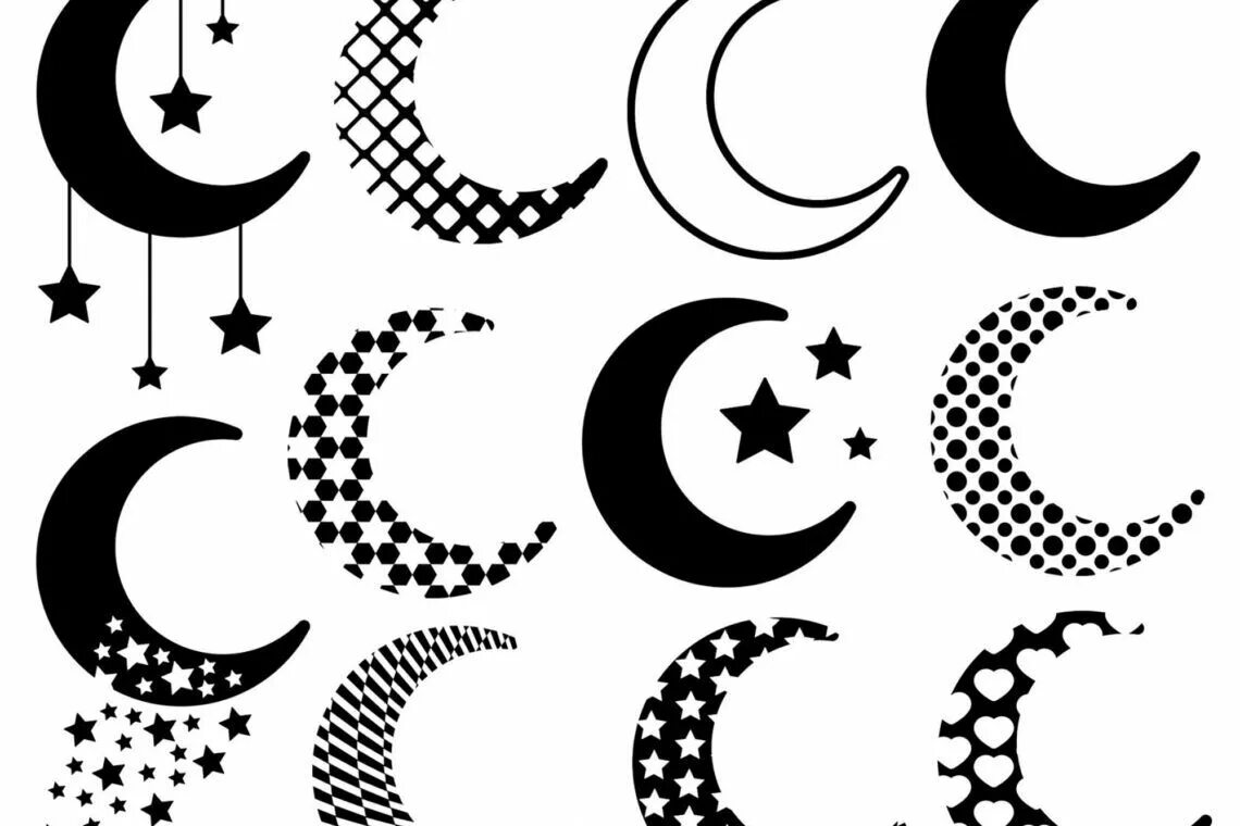 Moon shapes. Полумесяц силуэт. Луна силуэт. Луна svg. Луна eps.