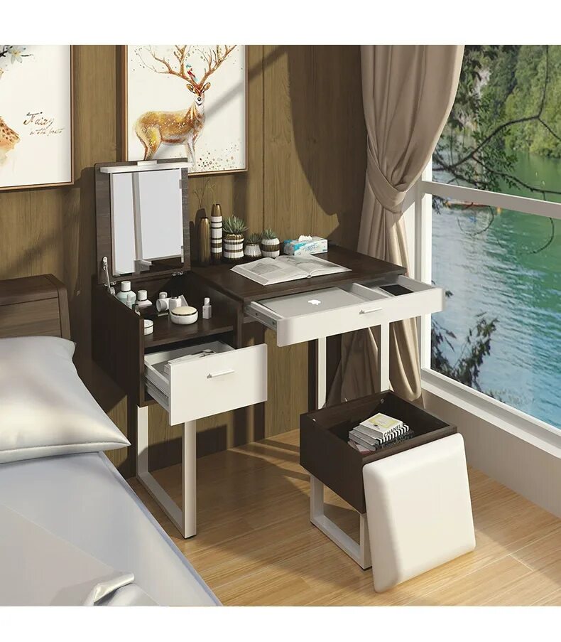 компьютерный и туалетный столик 2 в одном. туалетный столик. туалетный столик клод bms. навесной стол в спальню. компьютерный стол и туалетный столик 2 в 1.