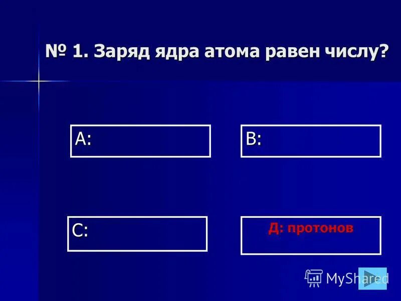 Заряд ядра атома равен количеству