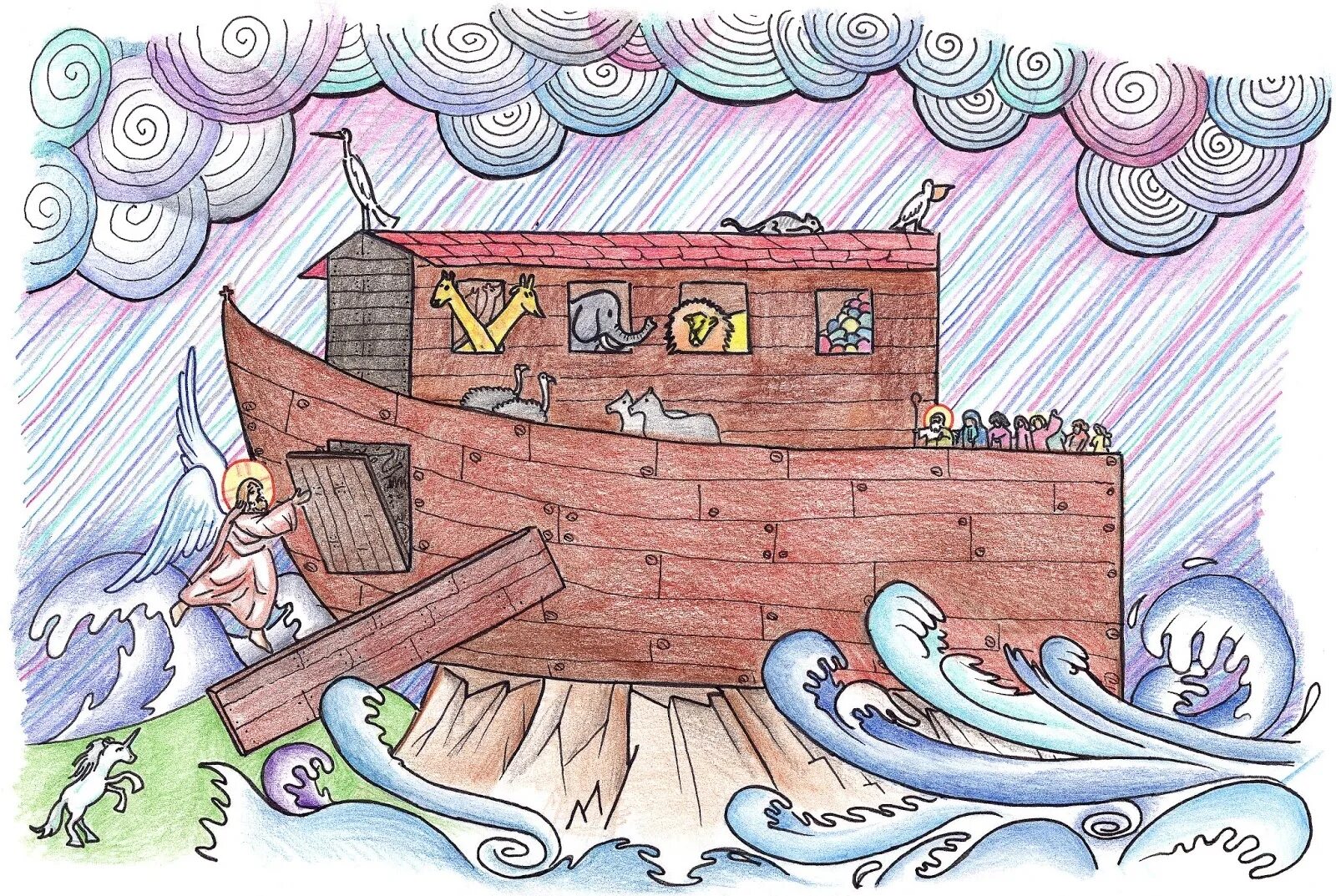 Ной кис. Эдварда Хикса “Ноев Ковчег” (1846).. Ковчег ноя. Рисунок Ноева ковчега. Ноев Ковчег детский рисунок.
