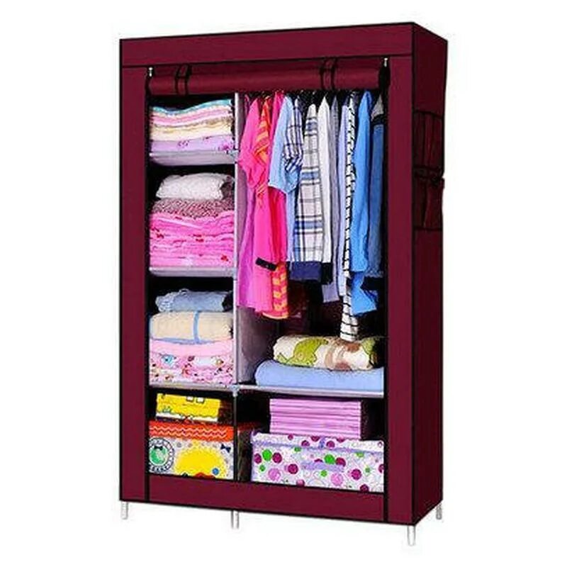 Складной каркасный тканевый шкаф Storage Wardrobe 88150 /68105/ на 2 секции 105*45*175. Шкаф тканевый. Шкаф тканевый для одежды. Шкаф матерчатый для одежды. Портативные шкафы