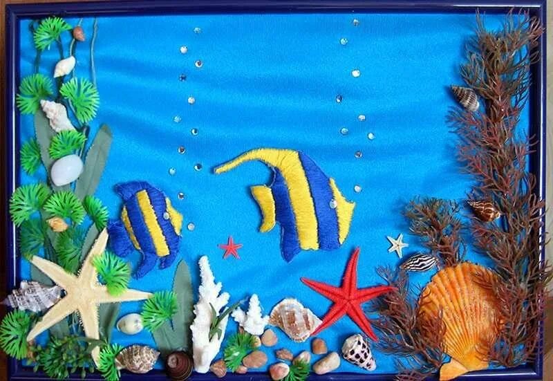 Подводный мир детского сада. Пластилинография для детей Морское дно. Поделка подводный мир. Поделки на морскую тематику. Аппликация на тему море.