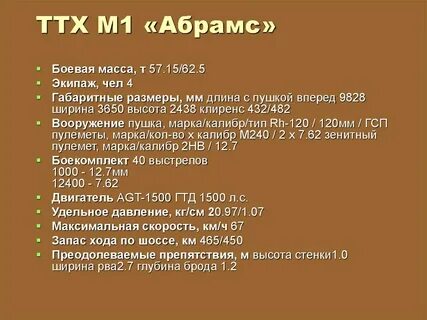 Характеристики танка абрамс