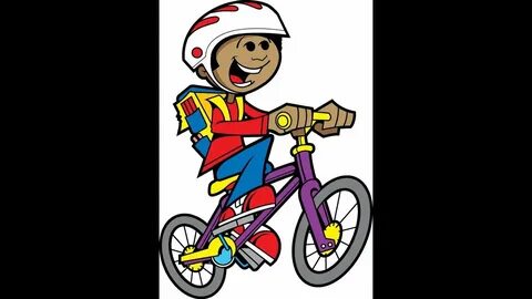 He s riding a bike