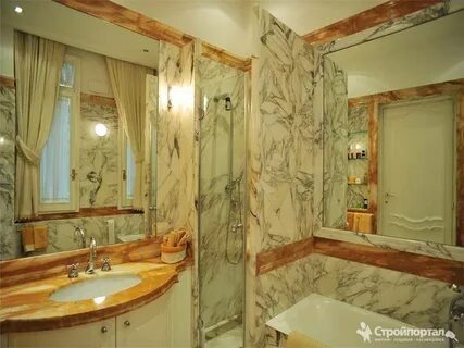 Отделка ванной комнаты гибким мрамором