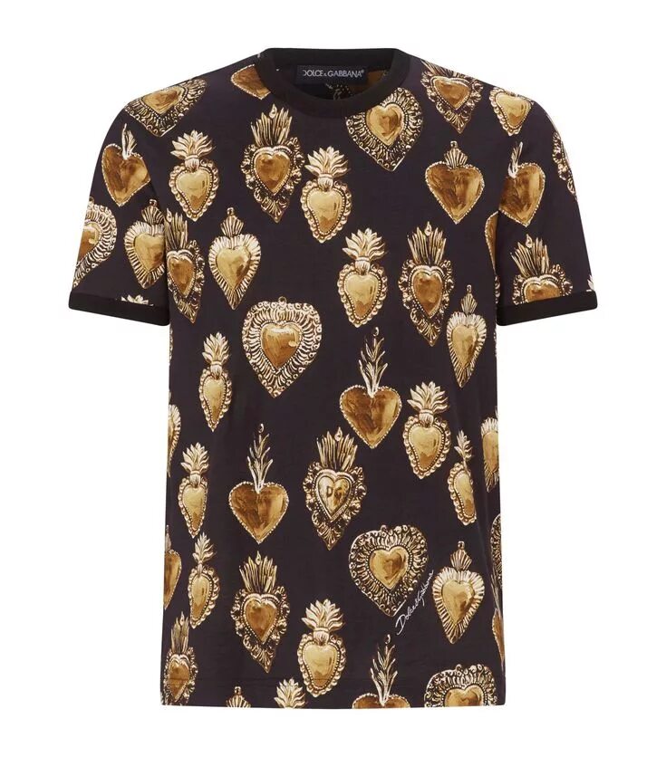 Dolce Gabbana Printed Cotton t Shirt in Black. Dolce Gabbana Heart t-Shirt. Dolce Gabbana Sacred Heart. Дольче Габбана Золотая футболка. Dolce gabbana яблоки