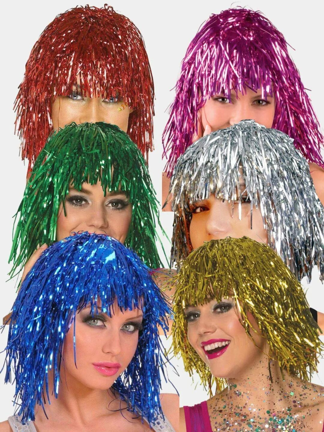 прическа с дождиком на новый. парик из дождика. фотосессия с мишурой. девушка в мишуре. парик из дождика.