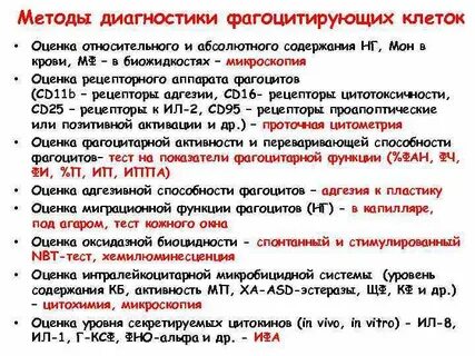 Методы оценки фагоцитирующих клеток