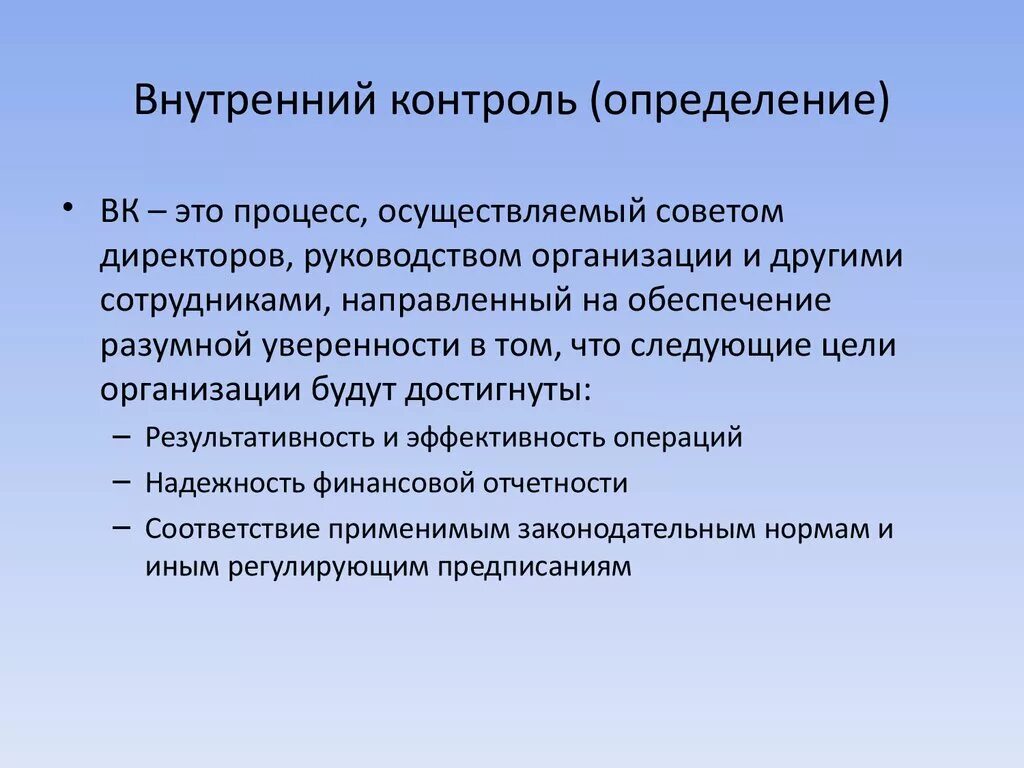 Внутренний контроль необходим для