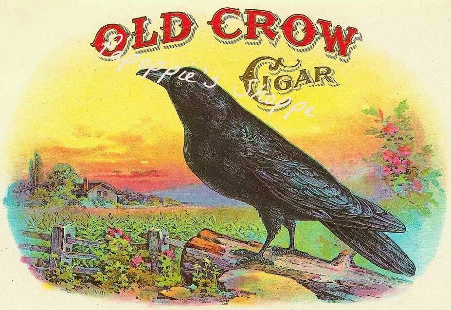 Птицы Винтаж. Old Crow. Лейбл ворона.