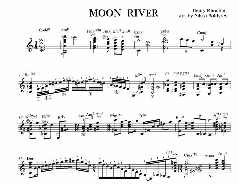 Лунная река Ноты для гитары. Манчини Лунная река Ноты для гитары.