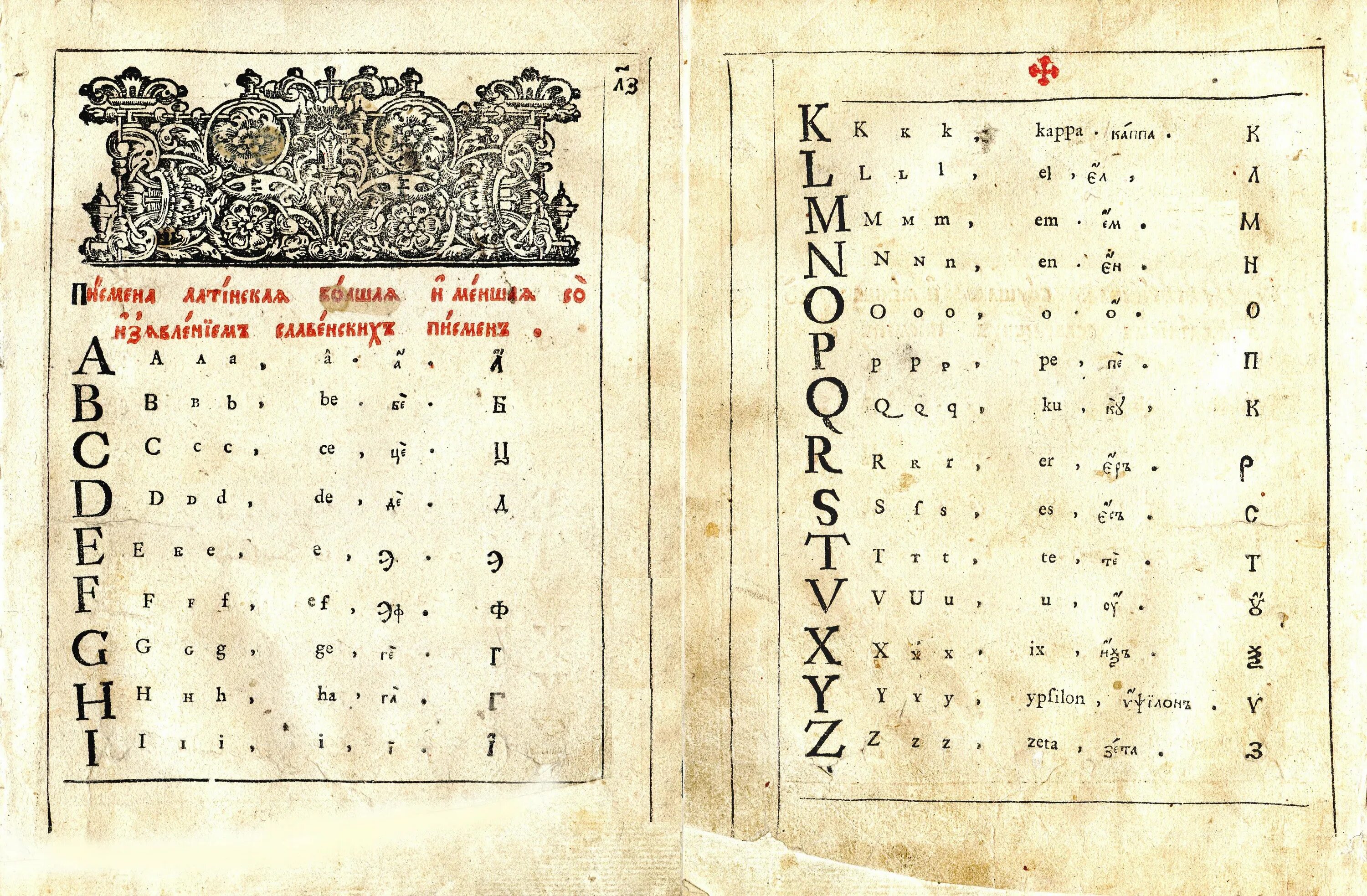 Букварь Федора Поликарпова-Орлова 1701. Трехъязычный букварь Федора Поликарпова. Азбука Поликарпова 1701.