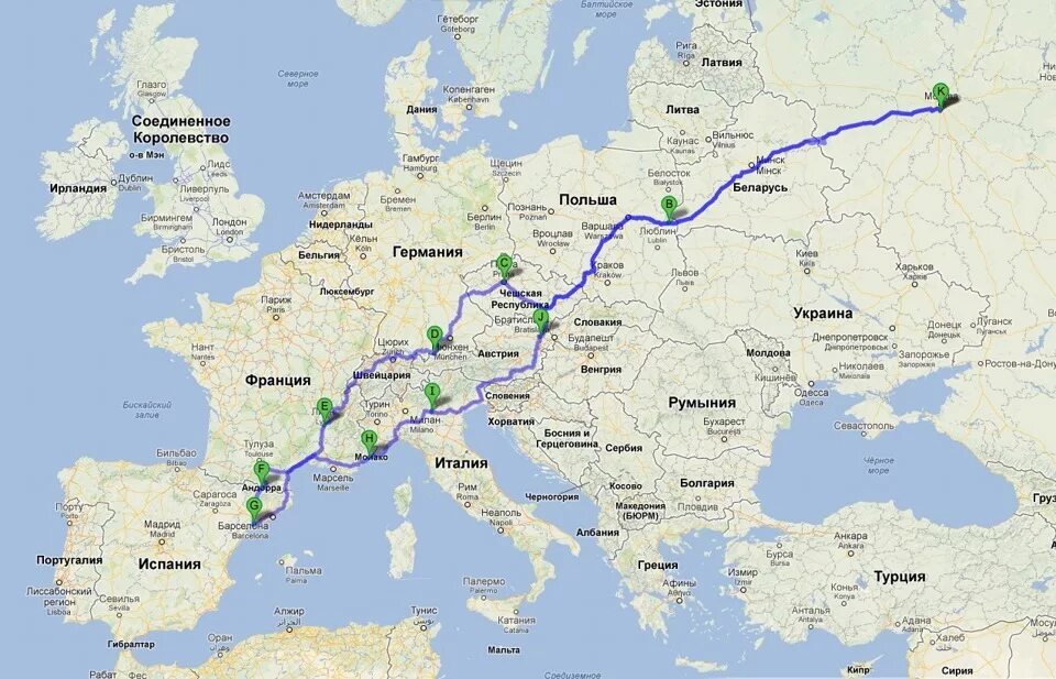 Сколько от москвы до германии. Маршрут по Европе на машине. Путь от Москвы до Испании. Москва Испания на карте. Маршрут Франция Италия и Испания.