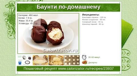 Конфеты кбжу