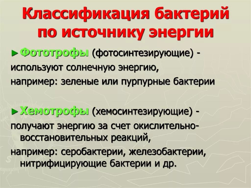 Получение энергии бактериями. Классификация бактерий. Классификация бактерий по источнику энергии. Классификация бактерий по источнику получения энергии. Классификация микроорганизмов по источнику энергии.