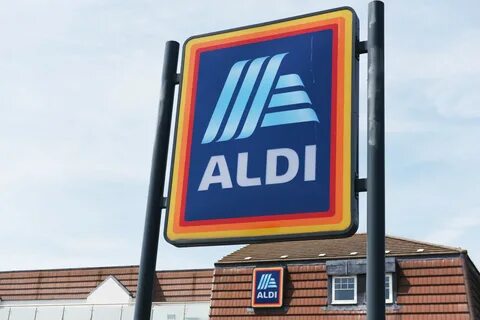 Aldi Store Sign, on building exterior. 