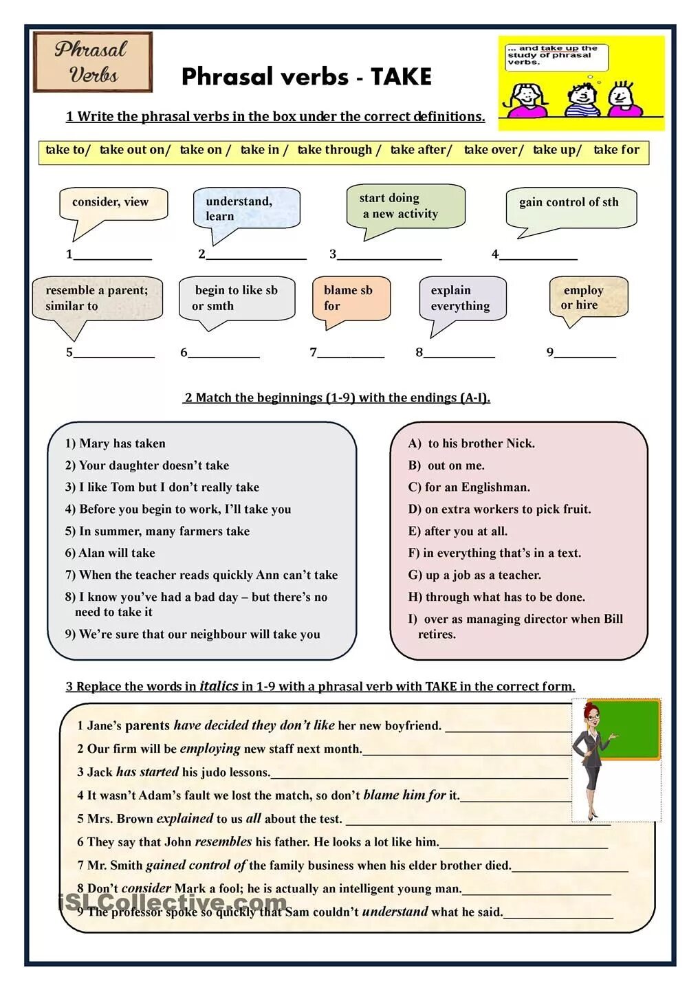 Correct definition. Фразовый глагол take Worksheets. Phrasal verbs. Фразовые глаголы в английском упражнения. Глагол take Phrasal verbs.