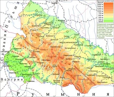 Карта гор карпаты