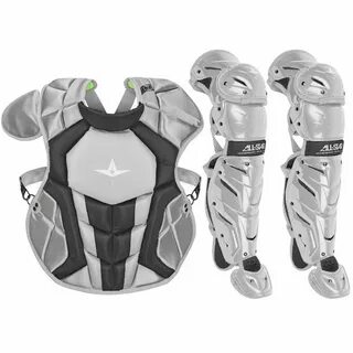 All-Star Axis Nocsae Intermediate Baseball Catcher's Gear Set - Silver...