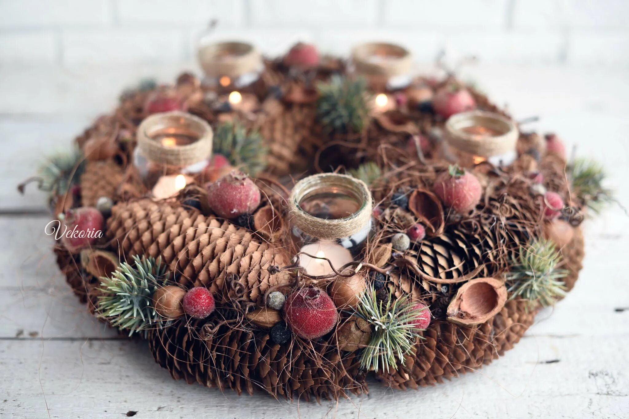 Сделать стол из шишек. Vekoria handmade мастер. композиция из шишек. новогодние композиции из шишек. подсвечник из шишек.