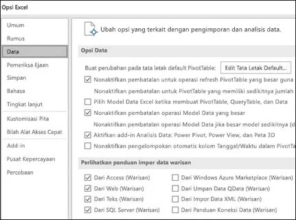 Data options