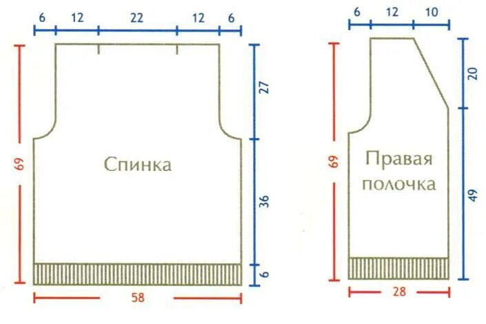 выкройка спинки кардиган.