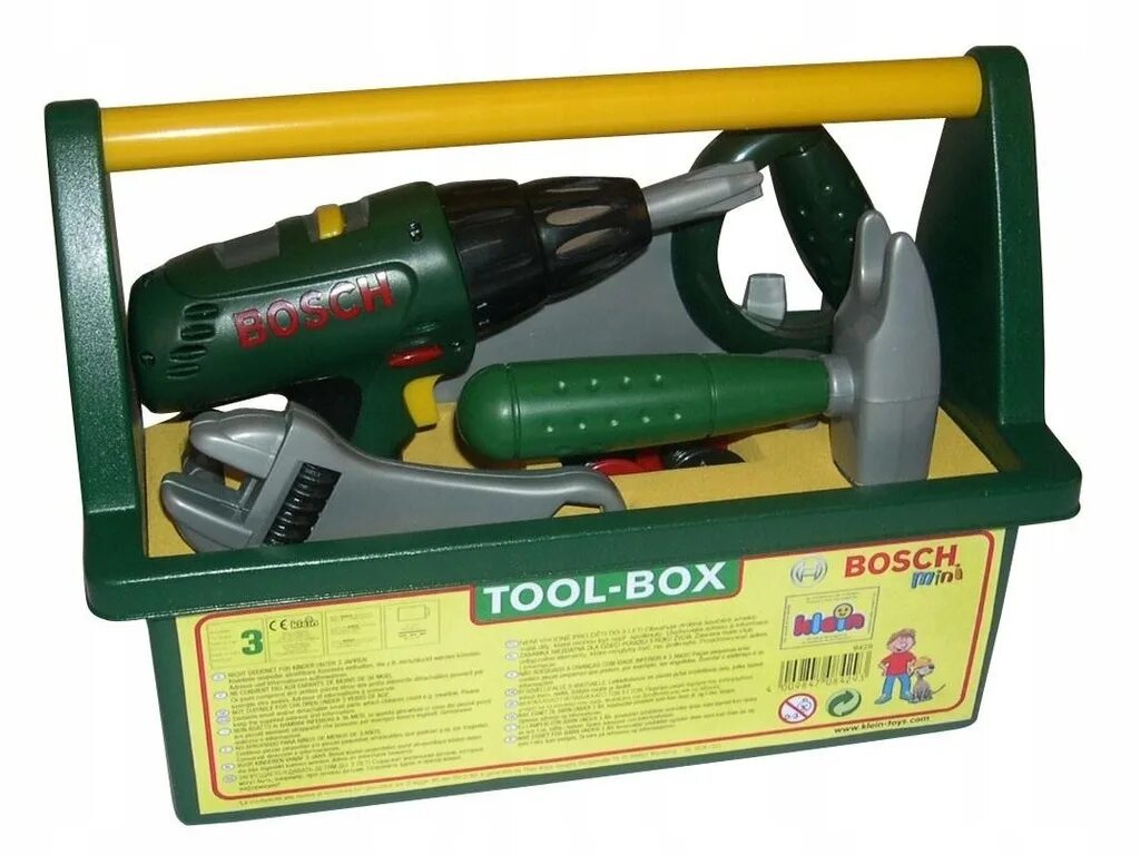 Детские инструменты bosch. Детский набор инструментов bosch klein 8429. детские инструменты бош bosch. klein набор инструментов с дрелью, в ящике 8429. детский инструмент шуруповёрт бош кляйн.