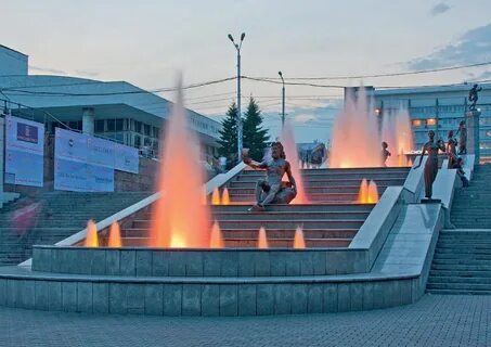 Открытие светомузыкального фонтана в красноярске