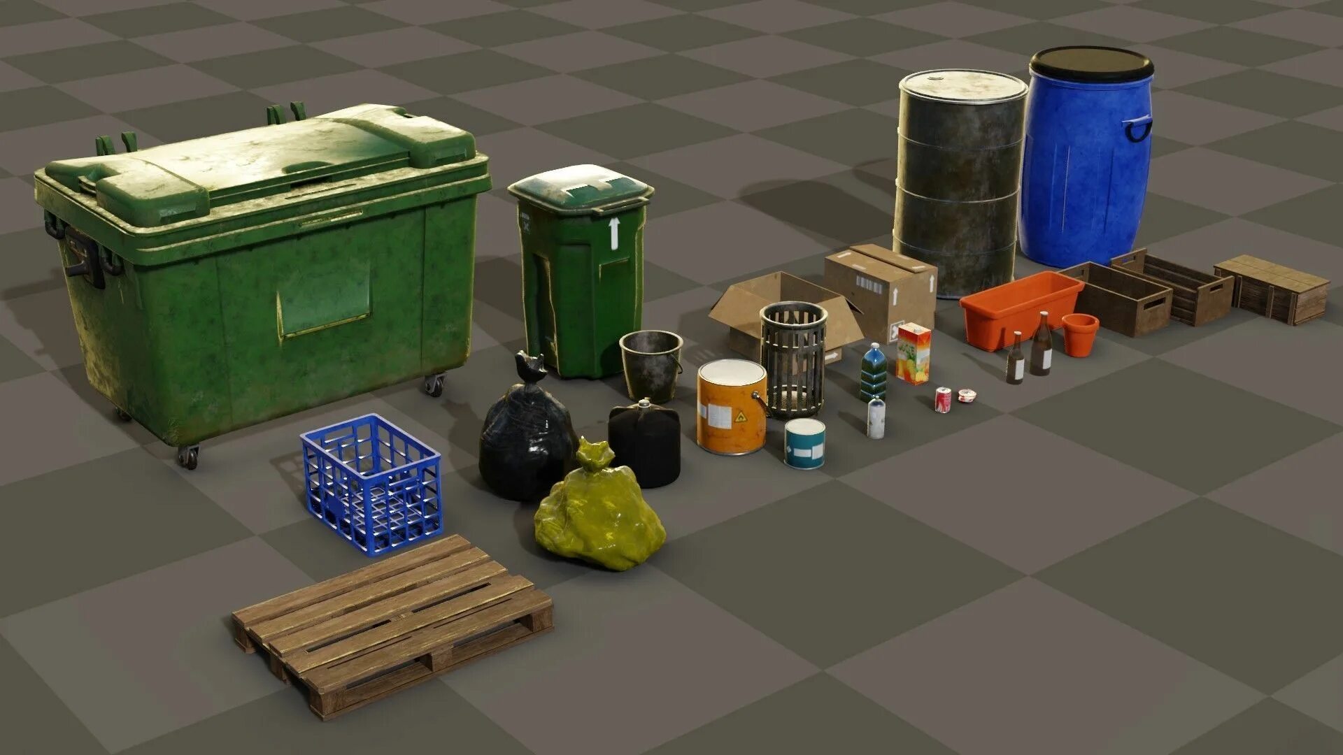 3д модель мусора на полу. Low Poly trashcan. Trash can 3d model. Консервы 3д модель. Object box