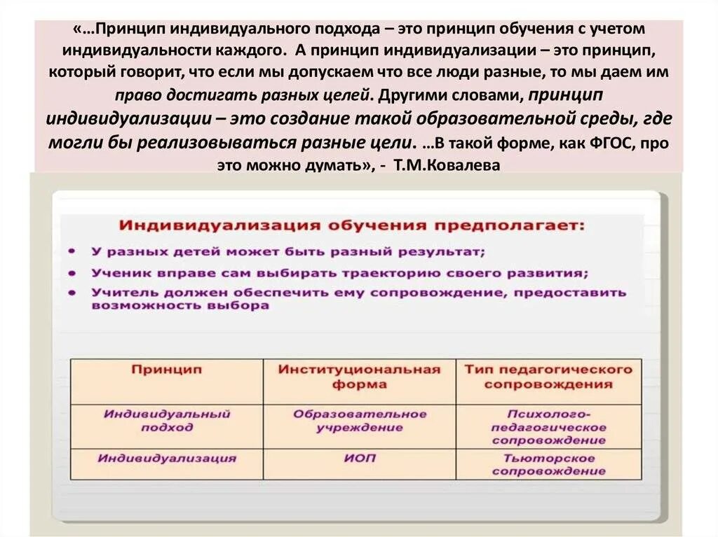 Основан на индивидуальном подходе