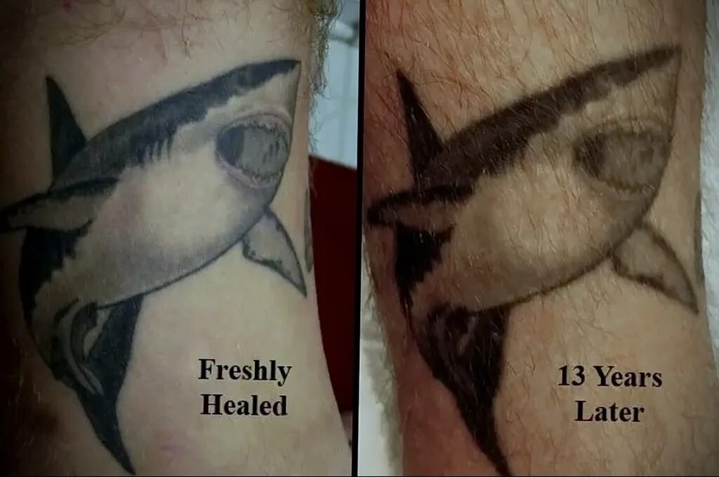 Татуировка расплылась. Татуировки через несколько лет. Татуировка выцвела.