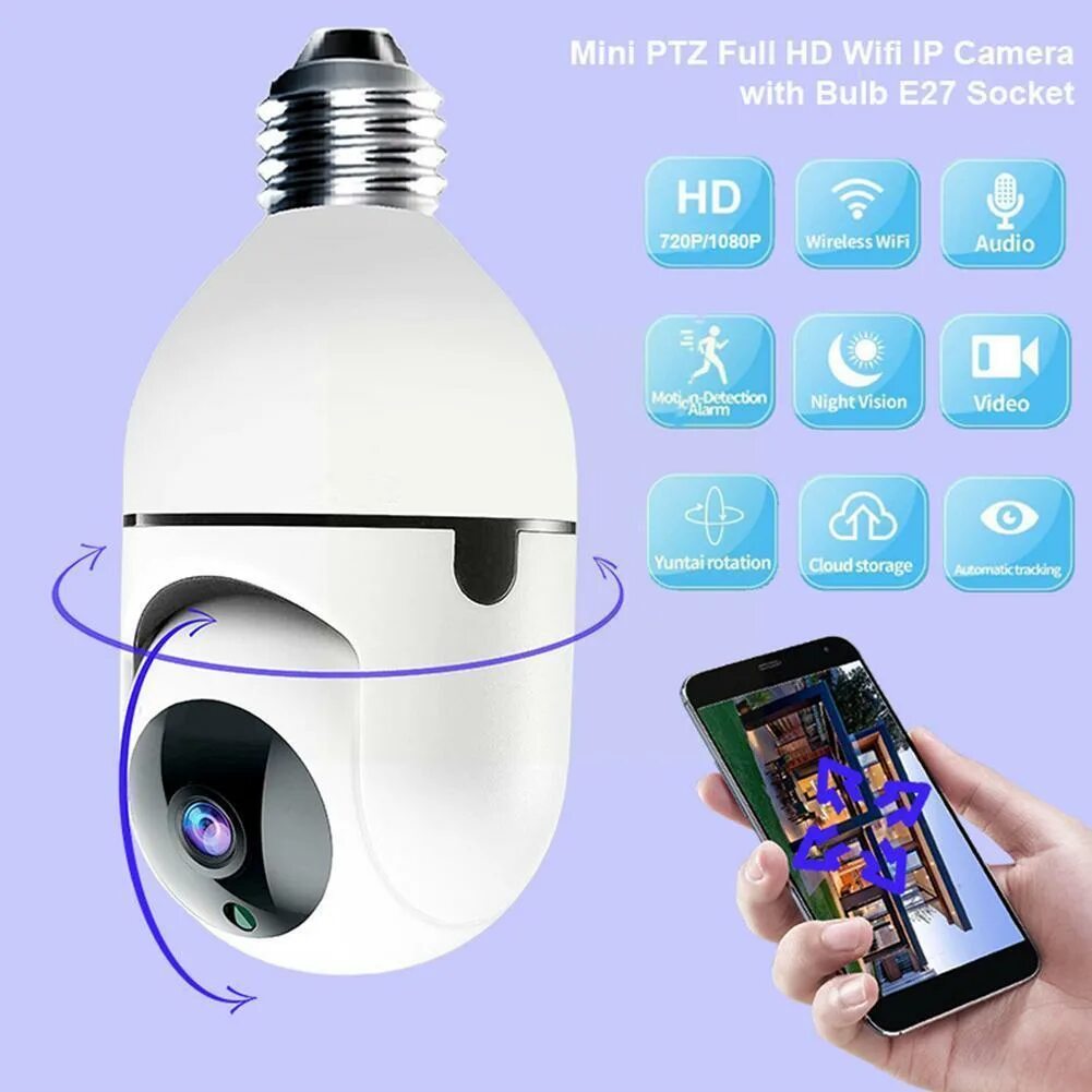 Беспроводная IP Wi-Fi камера-лампа видеонаблюдения. WIFI камера e27. Лампа WIFI Camera e27. Лампочка камера купить
