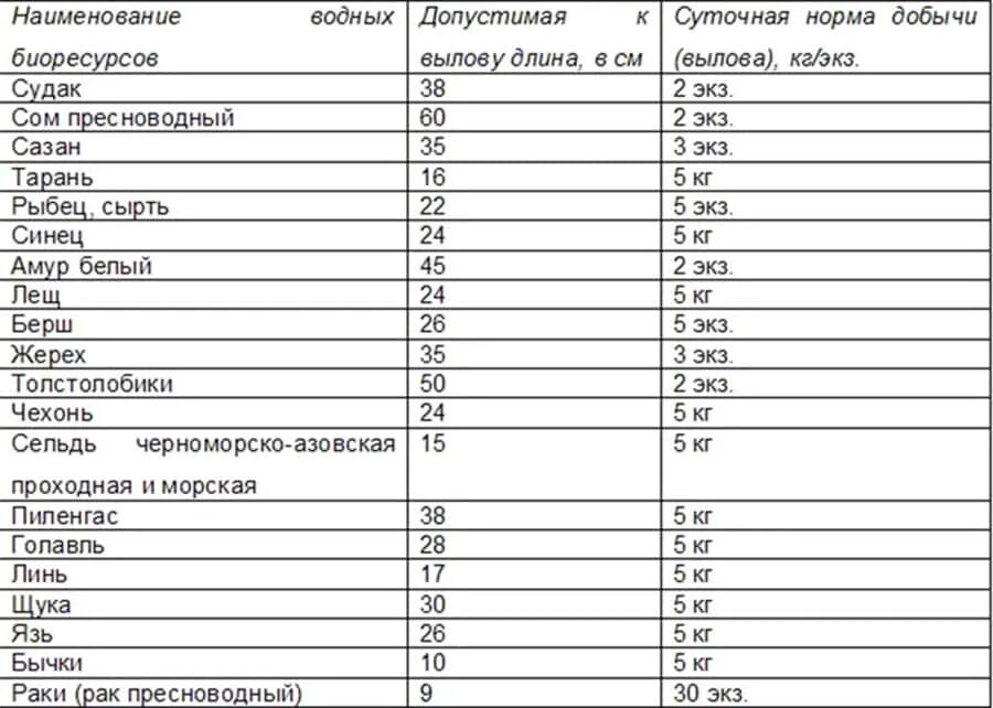 Разрешенные размеры рыбы для отлова. Таблица размера разрешенной рыбы. размеры рыбы разрешенной к вылову в ростовской. таблица отлова рыбы.