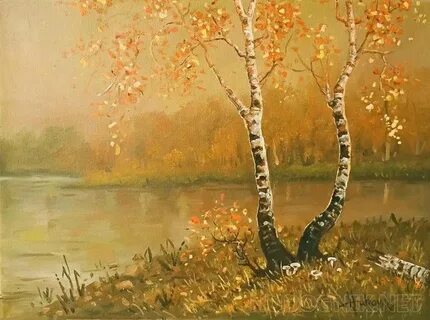Осенний пейзаж с березами