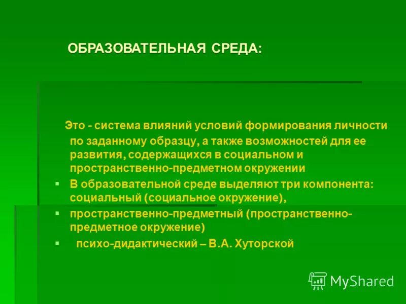Построение развивающей образовательной