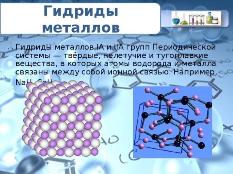 Гидрид металла вода. Кристаллическая решетка гидридов. Гидриды щелочных металлов строение. Металлические гидриды. Строение гидридов.