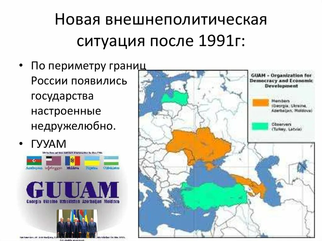 Внешняя политика рф в 1990 е годы. Внешняя политика 1991-2000. Карта внешняя политика России в 2000 е годы. Внешняя политика РФ 1990. ГУУАМ страны на карте.