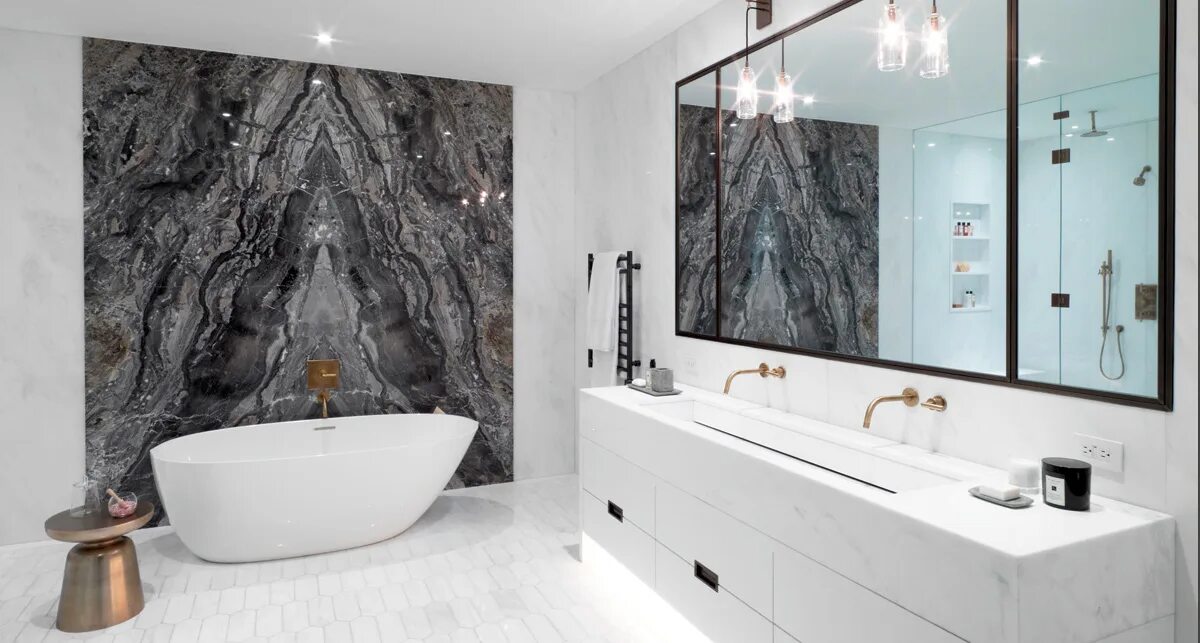 Modern Bathroom with Stone and Marble