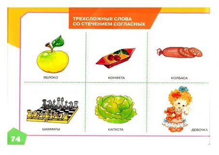 Трехсложные слова со стечением согласных