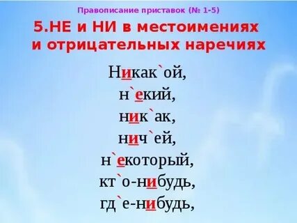 Правописание не и ни с отрицательными местоимениями