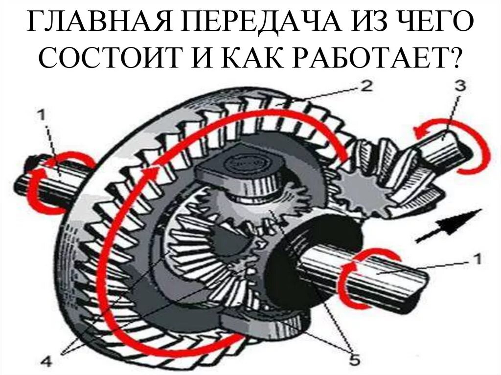 Схема главной передачи и дифференциала. Схемы главных передач автомобилей. Главная передача дифференциальная коробка Сателлит. Схема работы главной передачи.